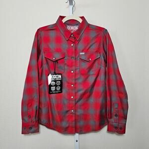 DIXXON NWT Men's Pulaski Red Gray Pearl Snap Flannel Button Shirt Sz S